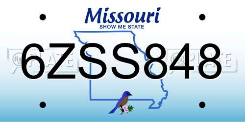 6ZSS848 Missouri License Plate