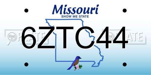 6ZTC44 Missouri License Plate