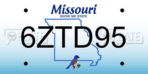6ZTD95 Missouri License Plate