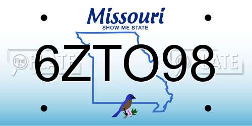 6ZTO98 Missouri License Plate
