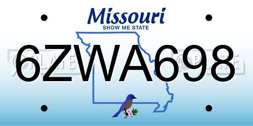 6ZWA698 Missouri License Plate