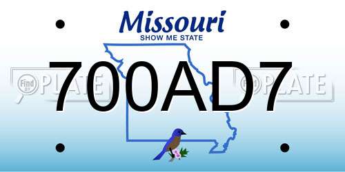700AD7 Missouri License Plate