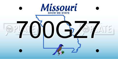 700GZ7 Missouri License Plate