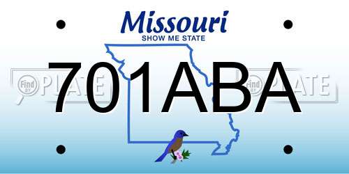 701ABA Missouri License Plate