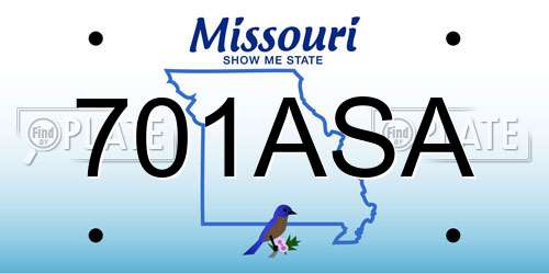 701ASA Missouri License Plate