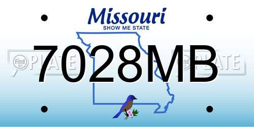 7028MB Missouri License Plate