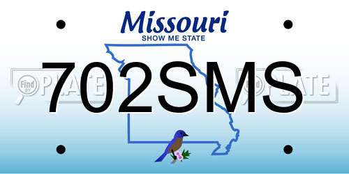 702SMS Missouri License Plate