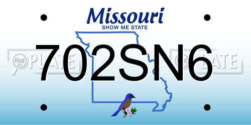 702SN6 Missouri License Plate