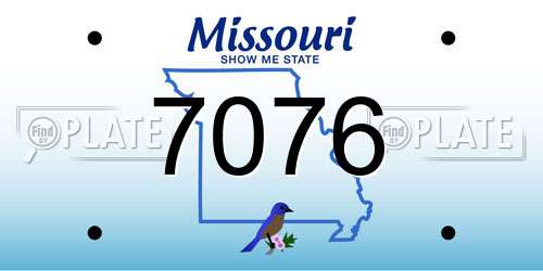 7076 Missouri License Plate