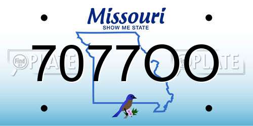 7077OO Missouri License Plate