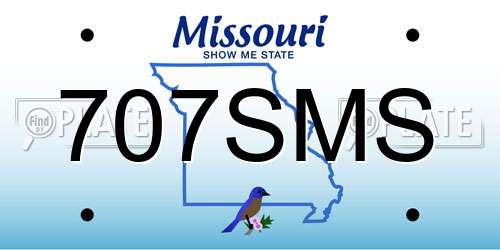 707SMS Missouri License Plate