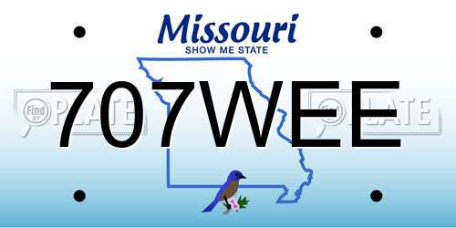 707WEE Missouri License Plate