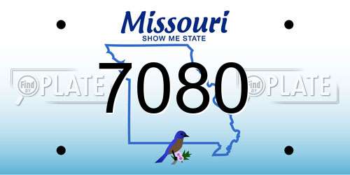 7080 Missouri License Plate