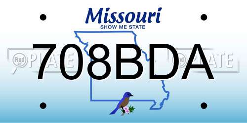 708BDA Missouri License Plate