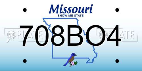 708BO4 Missouri License Plate