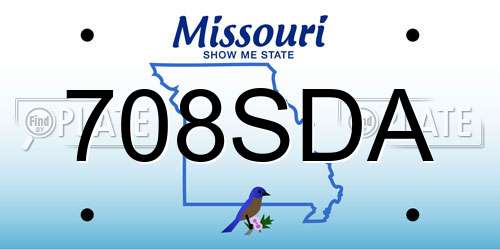 708SDA Missouri License Plate