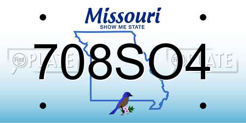708SO4 Missouri License Plate