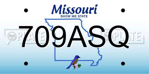709ASQ Missouri License Plate