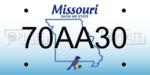 70AA30 Missouri License Plate