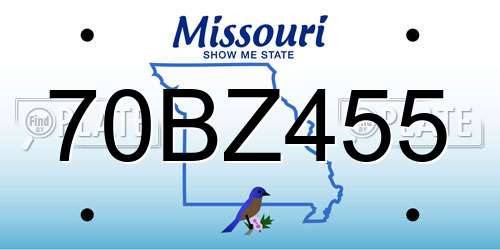 70BZ455 Missouri License Plate