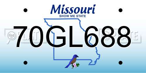 70GL688 Missouri License Plate