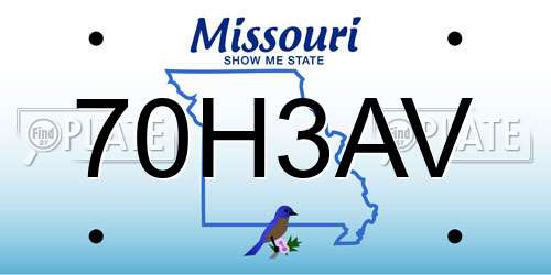 70H3AV Missouri License Plate