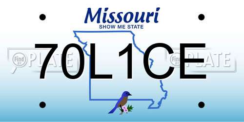 70L1CE Missouri License Plate