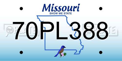 70PL388 Missouri License Plate