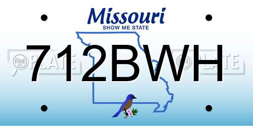 712BWH Missouri License Plate