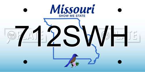 712SWH Missouri License Plate