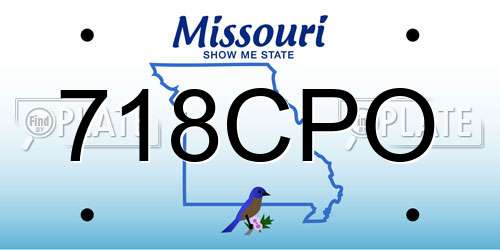 718CPO Missouri License Plate