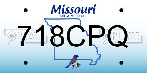 718CPQ Missouri License Plate