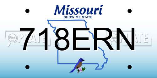 718ERN Missouri License Plate