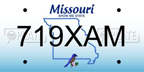 719XAM Missouri License Plate