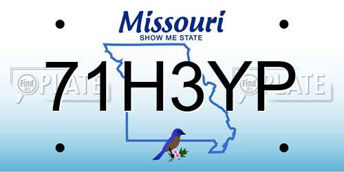 71H3YP Missouri License Plate