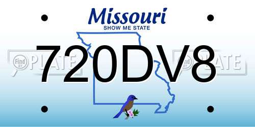 720DV8 Missouri License Plate