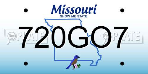 720GO7 Missouri License Plate