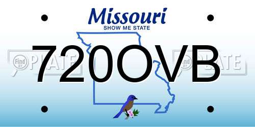 720OVB Missouri License Plate