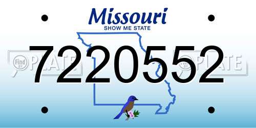 7220552 Missouri License Plate
