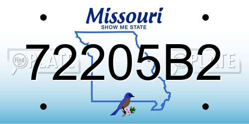 72205B2 Missouri License Plate