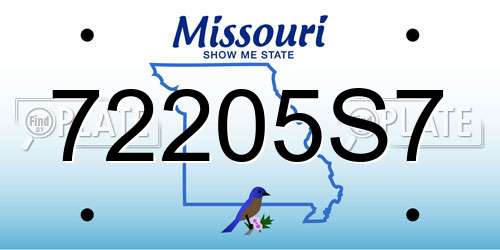 72205S7 Missouri License Plate