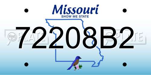 72208B2 Missouri License Plate