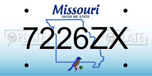 7226ZX Missouri License Plate