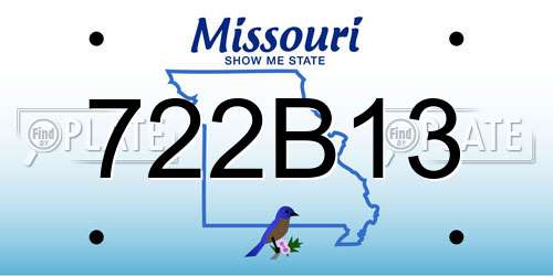 722B13 Missouri License Plate