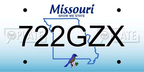 722GZX Missouri License Plate
