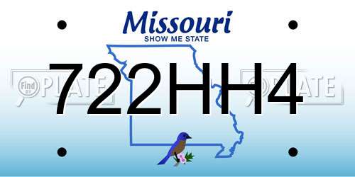 722HH4 Missouri License Plate