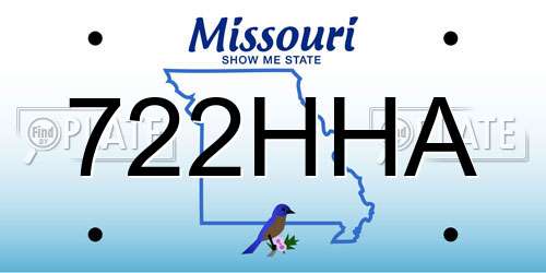 722HHA Missouri License Plate