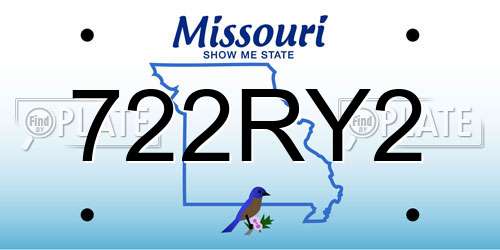 722RY2 Missouri License Plate