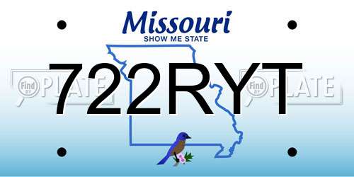 722RYT Missouri License Plate