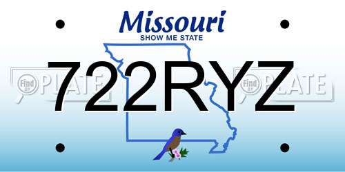 722RYZ Missouri License Plate
